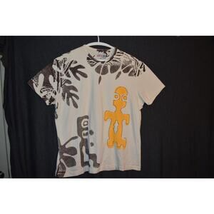 SIXTY Men's XXL Italy Made T-Shirt AOP Off-White Short Sleeve (READ)